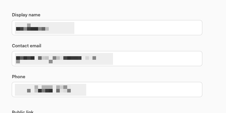 The same form with the name, email and phone pixelated